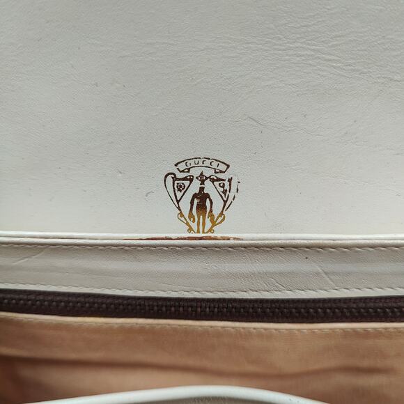 Vintage Gucci Leather Crossbody Bag Small Purse Off-White Cream 80s REPAIRED - Picture 10 of 14
